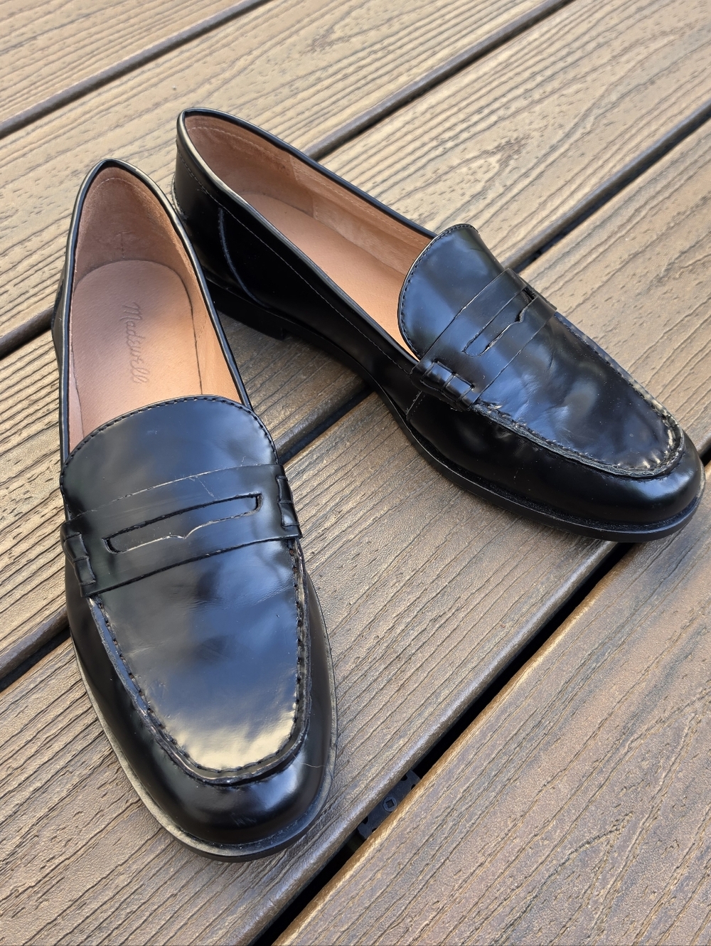 Madewell Nye Classic Black Penny Loafers Women's 12 EUC